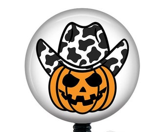 Halloween Badge Reel/Badge Holder/ID Holder/Badge Reel/Nurse Gift/Nurse Badge/funny badge reel/teacher badge/Cowboy/Western/Retro/