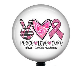 Breast Cancer Awareness Badge Reel/Nurse Badge Reel/Badge Holder/ID Holder/Badge Reel/Nurse Gift/Retractable Badge/Pink Ribbon/awareness