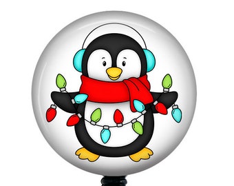 Penguin Badge Reel/Badge Holder/ID Holder/Badge Reel/Nurse Gift/Nurse badge/Christmas Badge Reel/Winter Badge/Retractable Badge Reel