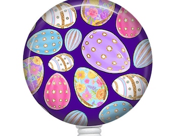 Easter Badge Reel/Easter Eggs Badge/Badge Holder/ID Holder/Nurse Badge Reel/Nurse Gift/Retractable Badge/Teacher Gift/Badge Reel
