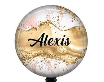 Personalized Marble Badge Reel/Retractable Badge Reel/Badge Reel/Nurse Badge/Badge Holder/ID Holder/Nurse Gift/Name Badge/Personalized Badge