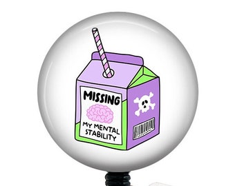 Funny Badge Reel-Nurse Badge Reel-Mental Health Badge Reel-Badge Holder-Nurse Gift-Retractable Badge-Funny Milk Carton-Gift For Her