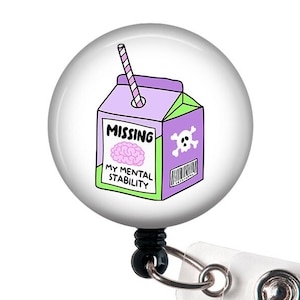 Funny Badge Reel-Nurse Badge Reel-Mental Health Badge Reel-Badge Holder-Nurse Gift-Retractable Badge-Funny Milk Carton-Gift For Her