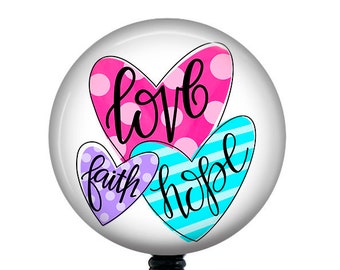 3 Hearts Badge Reel/Valentine's Day Badge Reel/Retractable Badge Reel/Badge Holder/ID Holder/Badge Reel/Nurse Gift/Nurse badge reel/
