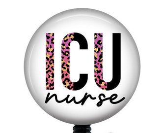 ICU Nurse Badge Reel/Retractable Badge/Badge Holder/ID Holder/Badge Reel/Nurse Gift/nurse badge reel/Leopard Print/Cheetah Print