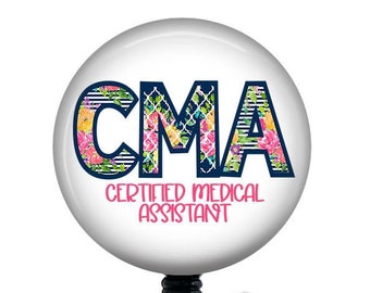 CMA Badge Reel/Medical Assistant Badge/Certified Medical Assistant Badge/Badge Reel/Badge Holder/ID Holder/Retractable Badge/MA Badge/