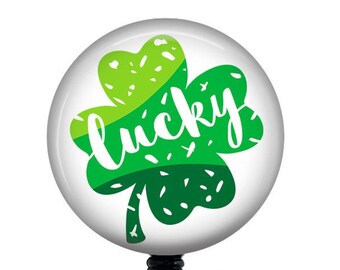 Shamrock Badge Reel/Retractable Badge Reel/Badge Holder/ID Holder/Badge Reel/Clover Badge Reel/St. Patrick's Day Badge/Nurse Badge Reel