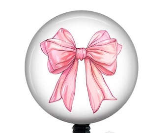 Pink Coquette Bow Badge Reel/Retractable Badge Reel/Nurse Badge Reel/Badge Holder/ID Holder/Badge Reel/Nurse Gift/pink bow/Interchangeable