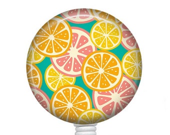 Summer Citrus Badge Reel/Badge Reel/Nurse Badge/Badge Holder/ID Holder/Badge Reel/Nurse Gift/Name Badge/Retractable Badge/Tropical Badge/