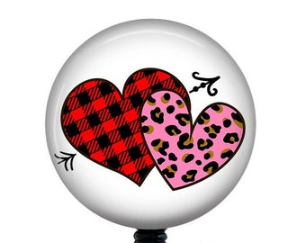 Valentine Badge/Heart Badge Reel/Badge Holder/ID Holder/Badge Reel/Nurse Badge/Nurse Gift/Retractable Badge/Valentine's Day badge/Leopard