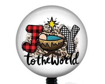 Christmas Badge Reel/Joy to the World/Baby Jesus/Retractable Badge/Nurse Badge/Badge Holder/ID Holder/Badge Reel/Nurse Gift/Christian badge