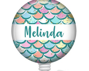 Personalized Badge Reel/Badge Reel/Nurse Badge/Badge Holder/ID Holder/Badge Reel/Nurse Gift/Name Badge/Summer badge/Mermaid Scales
