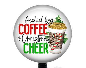 Christmas Badge Reel/Badge Holder/Coffee and Christmas badge/ID Holder/Badge Reel/Nurse Gift/Nurse Badge Reel/Teacher Gift/Teacher badge