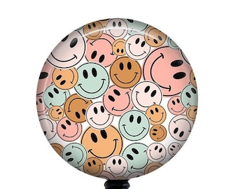 Funny Badge Reel/Happy Face Badge/Nurse Badge Reel/Badge Holder/ID Holder/Badge Reel/Nurse Gift/Teacher badge/Pediatric Badge/Positive