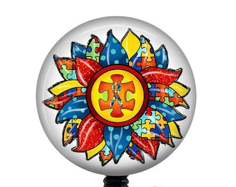 Autism Badge Reel/Retractable Badge/Nurse Badge Reel/Badge Holder/ID Holder/Badge Reel/Nurse Gift/Nurse Badge/Name Badge/Autism Awareness