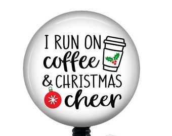 Christmas Badge Reel/Badge Holder/Coffee and Christmas badge/ID Holder/Badge Reel/Nurse Gift/Nurse Badge Reel/Teacher Gift/Teacher badge
