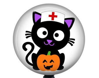 Halloween Nurse Badge Reel/Retractable Badge/Badge Holder/ID Holder/Badge Reel/Nurse Gift/Nurse Badge Reel/Halloween Nurse badge/Halloween
