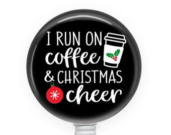 Christmas Badge Reel/Badge Holder/Coffee and Christmas badge/ID Holder/Badge Reel/Nurse Gift/Nurse Badge Reel/Teacher Gift/Teacher badge