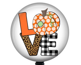 Fall Badge Reel/Badge Holder/ID Holder/Badge Reel/Nurse Badge/Nurse Gift/fall badge/Retractable Badge/Pumpkin badge/Plaid/leopard print