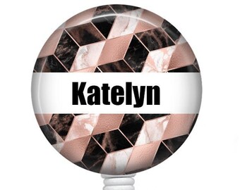 Personalized Badge Reel/Badge Reel/Nurse Badge/Badge Holder/ID Holder/Badge Reel/Nurse Gift/Name Badge/Retractable Badge/Geometric/Marble