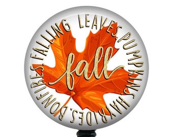 Fall Badge Reel/Fall Leaf Badge Reel/Badge Holder/ID Holder/Badge Reel/Nurse Badge/Nurse Gift//Retractable Badge/Autumn Badge