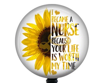 Nurse Badge Reel/Retractable Badge/Badge Holder/ID Holder/Badge Reel/Nurse Gift/Sunflower badge reel/Nurse badge/