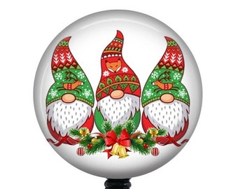 Christmas Gnomes Badge Reel/Badge Reel/Retractable Badge Holder/ID Holder/Badge Reel/Nurse Gift/Teacher Badge/Nurse Badge/Christmas badge