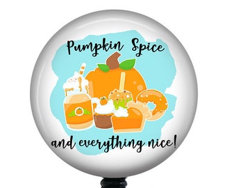 Pumpkin Spice Badge Reel/Fall Badge Reel/Badge Holder/ID Holder/Badge Reel/Nurse Badge/Nurse Gift/Retractable Badge/Autumn Badge