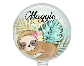 Sloth Badge Reel/Retractable Badge Reel/Nurse/Badge Holder/ID Holder/Badge Reel/Nurse Badge Reel/Teacher Badge/Nurse Gift/Personalized Badge