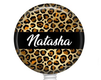 Personalized Badge Reel/Badge Reel/Nurse Badge/Badge Holder/ID Holder/Nurse Gift/Name Badge/Retractable Badge/Leopard Print