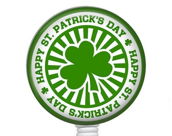 St. Patrick's Day Badge Reel/Shamrock Badge Reel/Retractable Badge Reel/Badge Holder/ID Holder/Badge Reel/Clover Badge Reel/Nurse Badge Reel