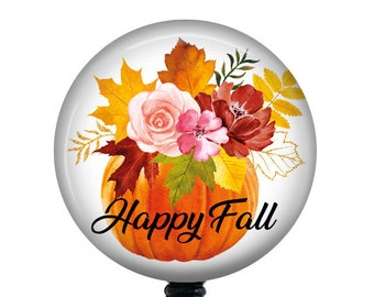 Fall Badge Reel/Pumpkin Badge Reel/Badge Holder/ID Holder/Badge Reel/Nurse Badge/Nurse Gift/Teacher badge/Retractable Badge/Autumn