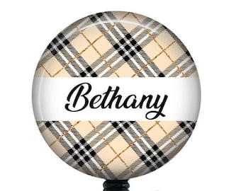 Plaid Personalized Badge Reel/Badge Reel/Nurse Badge/Badge Holder/ID Holder/Badge Reel/Nurse Gift/Name Badge/Retractable Badge/Fall badge