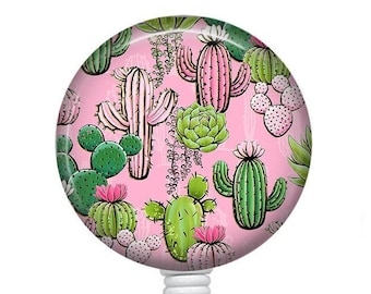Cactus Badge Reel/Retractable Badge/Nurse Badge/Badge Holder/ID Holder/Badge Reel/Nurse Gift/Name Badge/Cactus Badge/Succulent Badge/