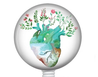 Anatomical Heart Badge Reel/Nurse Badge Reel/Heart Badge Reel/Badge Holder/ID Holder/Badge Reel/Nurse Gift/Cardiology Badge/Medical Badge/