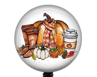 Fall Badge Reel/Pumpkin Badge Reel/Badge Holder/ID Holder/Badge Reel/Nurse Badge/Nurse Gift/Retractable Badge/Badge Reel Topper