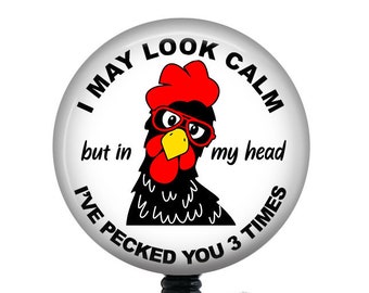 Funny Badge Reel/Rooster badge/Nurse Badge Reel/Badge Holder/ID Holder/Badge Reel/Nurse Gift/Nurse Badge/Retractable Badge/Snarky Badge
