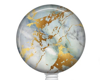 Gold Marble Badge Reel/Retractable Badge Reel/Badge Reel/Nurse Badge/Badge Holder/ID Holder/Badge Reel/Nurse Gift/Personalized Marbled badge