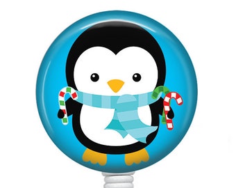 Penguin Badge Reel/Badge Holder/ID Holder/Badge Reel/Nurse Gift/Medical Student/Christmas Badge Reel/Winter Badge/Retractable Badge Reel