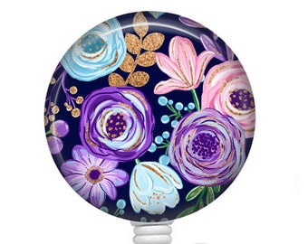 Floral Badge Reel/Badge Reel/Nurse Badge/Badge Holder/ID Holder/Badge Reel/Nurse Gift/Name Badge/Retractable Badge/Flower Badge/Beaded Badge