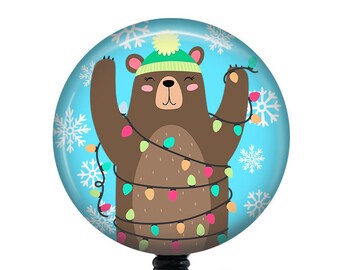 Christmas Badge Reel/Winter Badge Reel/Badge Holder/ID Holder/Badge Reel/Nurse Badge/Nurse Gift/Retractable Badge/Christmas Bear/Snowflake