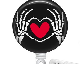 Skeleton Hands Badge Reel/Radiology Badge/Badge Holder/ID Holder/Badge Reel/Nurse Gift/Radiology Tech Gift/Radiologist/Xray Tech