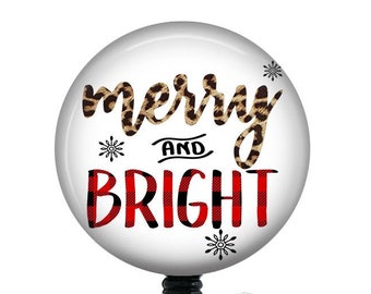 Christmas Badge Reel/Holiday Badge Reel/Retractable Badge Holder/ID Holder/Badge Reel/Nurse Gift/Teacher Badge/Nurse Badge/Merry and Bright