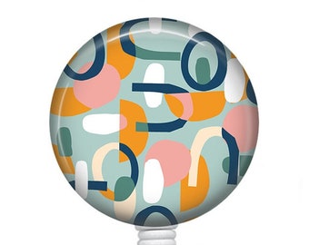 Abstract Boho Badge Reel/Nurse Badge/Badge Holder/ID Holder/Badge Reel/Nurse Gift/Name Badge/Retractable Badge/Geometric/teacher gift