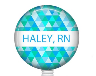 Personalized Badge Reel/Badge Reel/Nurse Badge/Badge Holder/ID Holder/Badge Reel/Nurse Gift/Name Badge/Retractable Badge/Geometric