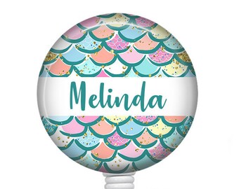 Personalized Badge Reel/Badge Reel/Nurse Badge/Badge Holder/ID Holder/Badge Reel/Nurse Gift/Name Badge/Summer badge/Mermaid badge/Custom