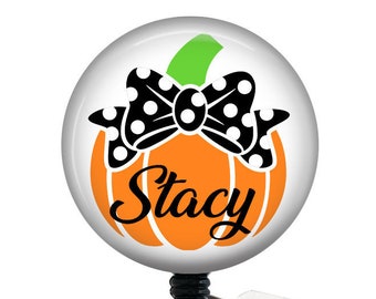 Pumpkin Badge Reel/Personalized Badge/Badge Holder/ID Holder/Badge Reel/Nurse Badge/Nurse Gift/fall badge/Retractable Badge/Autumn Badge