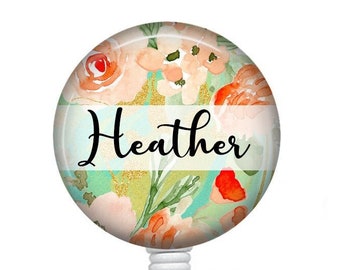 Personalized Badge Reel/Badge Reel/Nurse Badge/Badge Holder/ID Holder/Badge Reel/Nurse Gift/Name Badge/Retractable Badge/Floral Badge/Spring