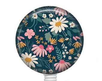 Floral Badge Reel/Boho Badge Reel/Nurse Badge/Badge Holder/ID Holder/Badge Reel/Nurse Gift/Name Badge/Retractable Badge/Flower Badge/