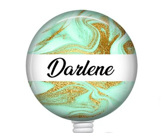 Personalized Badge Reel/Badge Reel/Nurse Badge/Badge Holder/ID Holder/Badge Reel/Nurse Gift/Name Badge/Retractable Badge/Geometric/Marble